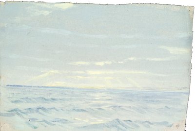 Paisagem marítima, finais do século XIX - meados do século XX (óleo sobre papel) de John Everett