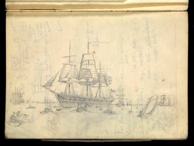 Paisagem marítima, Caderno de esboços de John Everett