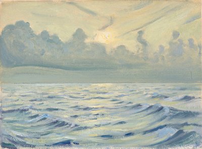 Paisagem marítima, finais do século XIX - meados do século XX (óleo sobre papel) de John Everett