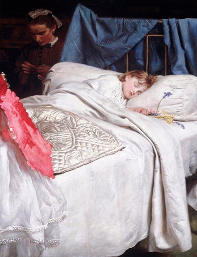 Adormecido. Cerca de 1865 (Óleo sobre tela) de John Everett Millais