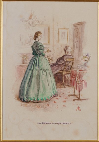 Sra. Gresham e Miss Dunstable: Uma ilustração para "Framley Parsonage", 1861 de John Everett Millais