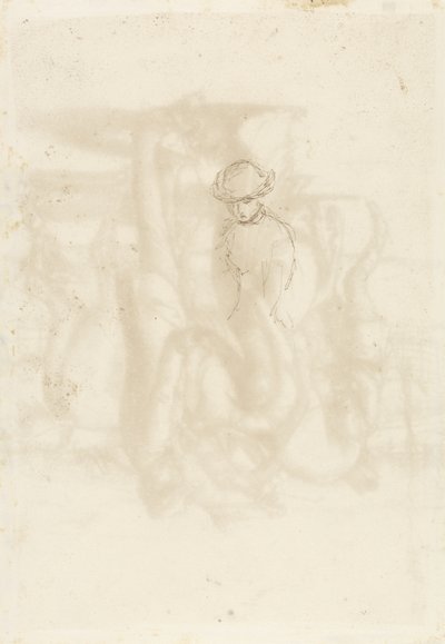 Rejeitado, Verso: Esboço de uma mulher, 1853 (caneta e tinta marrom no papel) de John Everett Millais