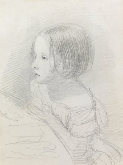 Sketch of a Girl (lápis) de John Everett Millais