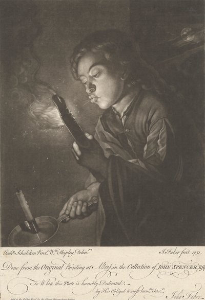 Iluminação de uma vela por rapaz de John Faber the younger