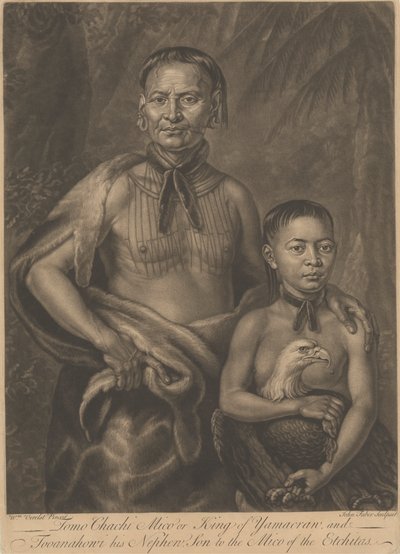 Tomo Chachi Mico, ou Rei de Yamacraw, e Tooanahowi [sic], seu sobrinho de John Faber the younger