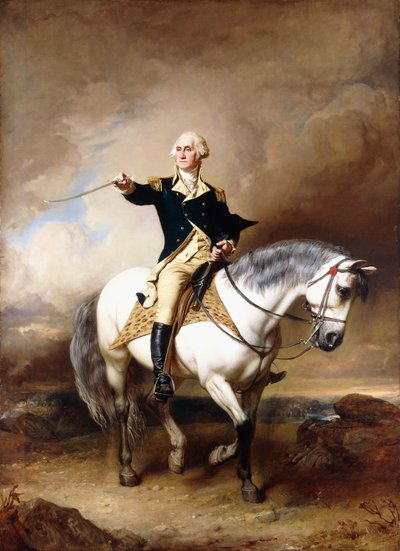 Retrato de George Washington fazendo a saudação em Trenton, de John Faed