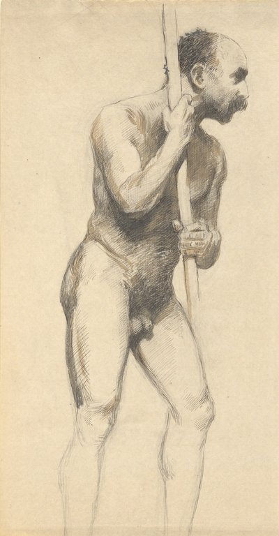 Nu masculino com um poste de John Ferguson Weir