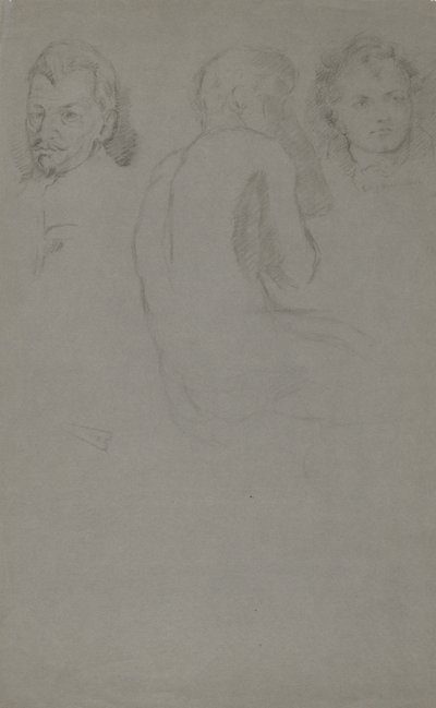 Dois estudos de retrato e um nu masculino, sentado de John Ferguson Weir