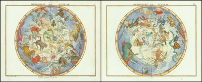1776 - John Flamsteed - Hemisfério Austral e Hemisfério Boreal de John Flamsteed