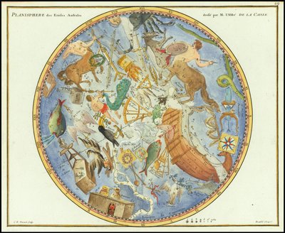1776 - John Flamsteed - Planisfério das Estrelas Australes de John Flamsteed