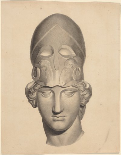 Cabeça antiga com capacete (pincel e tinta cinzenta com lavagem cinzenta) de John Flaxman