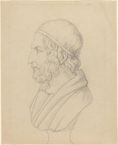 Busto de retrato clássico de um homem barbudo de John Flaxman