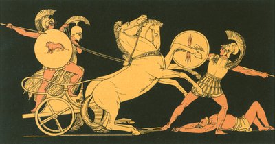 Diomed lançando sua lança againt Ares de John Flaxman
