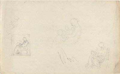 Quatro Estudos de uma Mulher Sentada com Crianças a Seus Pés (Esboços para o Monumento a Lady FitzHarris?) de John Flaxman