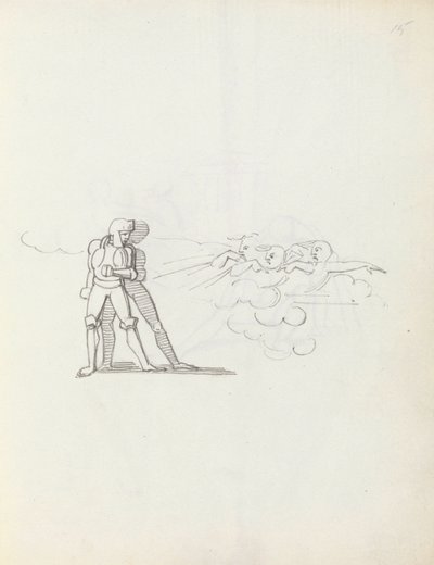 John Philip Kemble como Hamlet, 1783 (caneta, tinta e papel) de John Flaxman