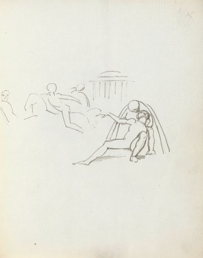 John Philip Kemble como Hamlet, 1783 (caneta, tinta e papel) de John Flaxman