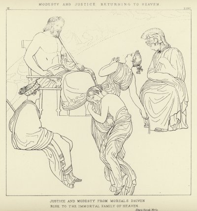 Modéstia e justiça retornando ao céu de John Flaxman