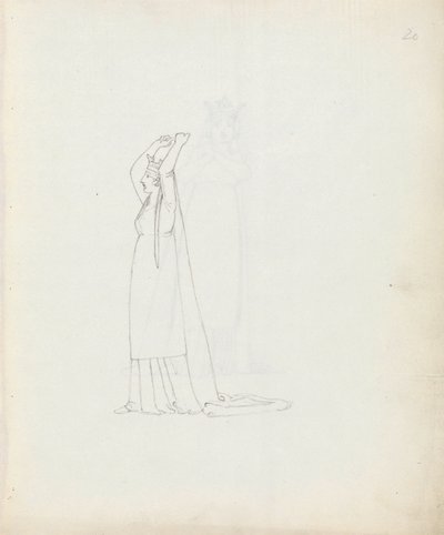 Sra. Siddons como Constance, 1783 (caneta, tinta e papel) de John Flaxman