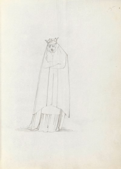 Sra. Siddons como Constance, 1783 (caneta, tinta e papel) de John Flaxman