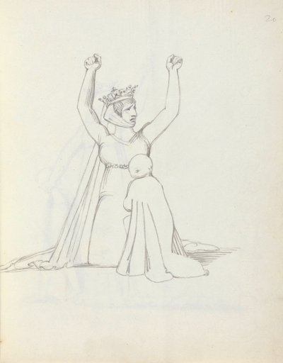 Sra. Siddons como Constance, 1783 (caneta, tinta e papel) de John Flaxman