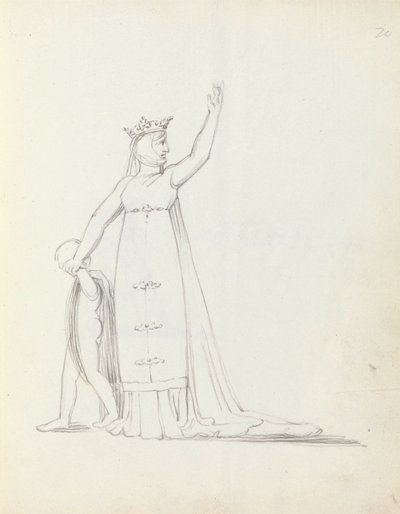 Mrs Siddons como Constance with Child, 1783 (caneta, tinta e papel) de John Flaxman