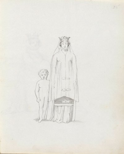 Sra. Siddons como Constance com criança, 1783 (caneta, tinta e papel) de John Flaxman