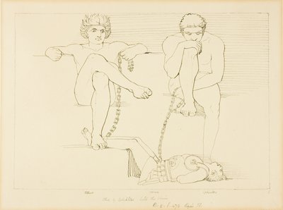 Othus e Ephialtes mantêm Ares em cativeiro de John Flaxman