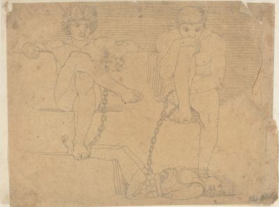 Otus e Ephialtes mantendo Marte em cativeiro de John Flaxman