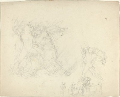 Folha de estudos, incluindo um homem lutando contra um centauro de John Flaxman