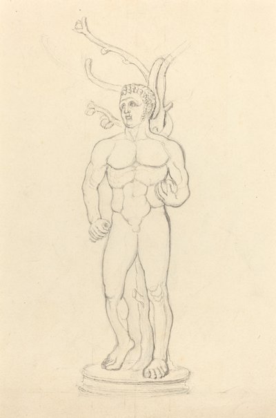 Estátua de um nu masculino diante de uma árvore de John Flaxman