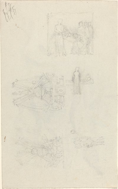 Estudos de um leito de enfermo e decorações para a fachada do Palácio de Buckingham [reto e verso] de John Flaxman