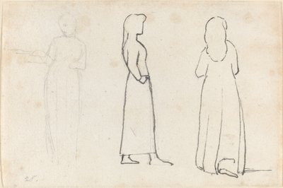 Três esboços de uma mulher em pé de John Flaxman