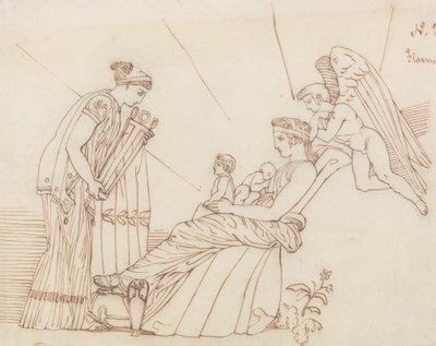 A Febus no seu nascimento, de Ésquilo, Fúrias de John Flaxman