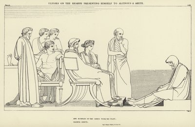 Ulisses no Lar, apresentando-se a Alcino e Arete de John Flaxman