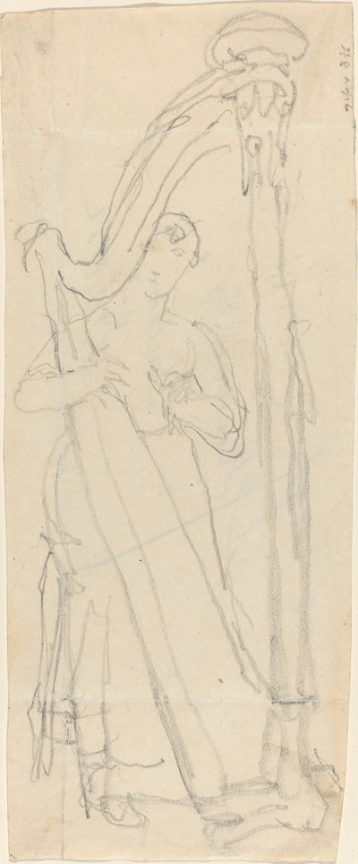 Mulher tocando uma harpa (Lavinia Banks?) de John Flaxman