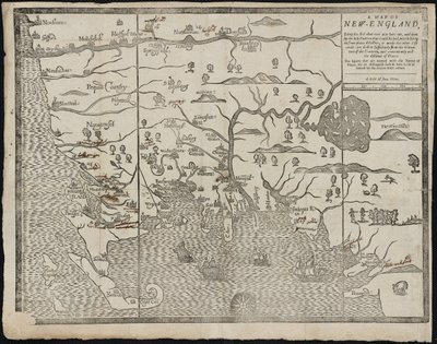 O mapa da Nova Inglaterra De: William Hubbards O estado atual da Nova Inglaterra, 1677 de John Foster