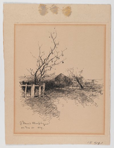 Paisagem, NY, 20 de dezembro de 1894 (caneta e tinta sobre papel montado em papelão) de John Francis Murphy