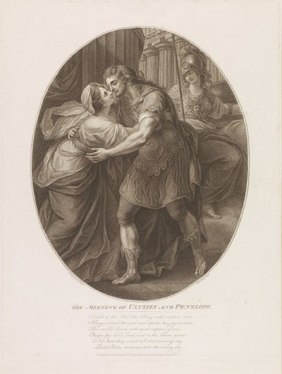 O encontro de Ulisses e Penélope, gravado por Francesco Bartolozzi de John Francis Rigaud