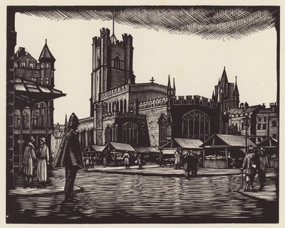 Cambridge: O Mercado (xilogravura) de John Frederick Greenwood