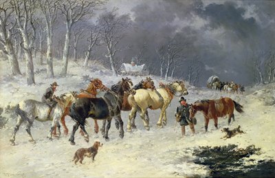 Cavalos na neve de John Frederick Herring Junior