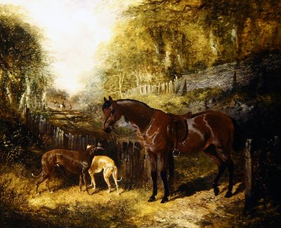 Pony and Greyhounds in a Landscape (óleo sobre tela) de John Frederick Herring Jnr