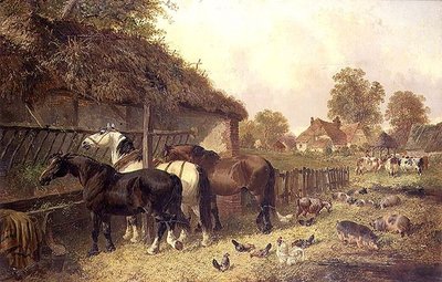 Três cavalos em uma manjedoura de John Frederick Herring Junior