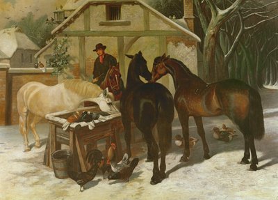 No bebedouro no inverno de John Frederick Herring Senior