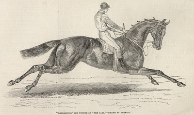 &39;Refraction&39;, o vencedor de &39;The Oaks&39;, de &39;The Illustrated London News&39;, 7 de junho de 1845 de John Frederick Herring Senior