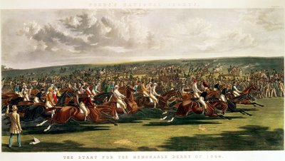 O começo do derby memorável de 1844, gravado por Charles Hunt (1803-77) de John Frederick Herring Senior