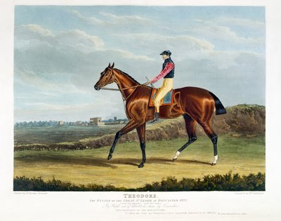 "Theodore", o vencedor do Grande St. Leger em Doncaster, 1822, gravado por Thomas Sutherland (bc1785), pub. de W. Sheardown und Son (aquatint) de John Frederick Herring Senior