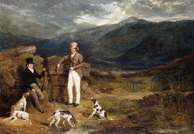 Dois cavalheiros com ponteiros em um galo silvestre, 1824 de John Frederick Herring Senior