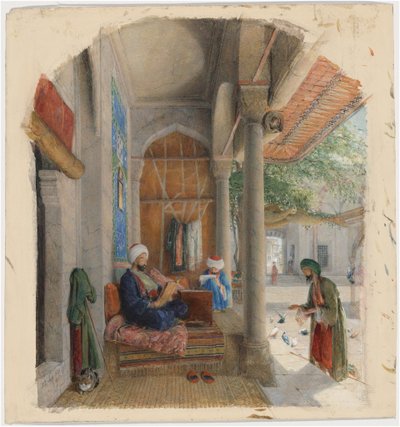 Um faquir à porta de uma mesquita, Constantinopla de John Frederick Lewis