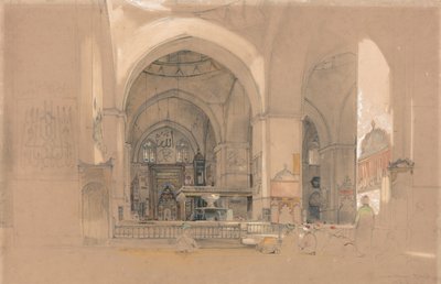 Interior da Grande Mesquita, (Ulucami) Bursa, Turquia de John Frederick Lewis