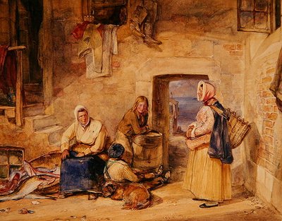 Pescadoras de Newhaven, Edimburgo, c.1831-32 (aguarela sobre papel) de John Frederick Lewis